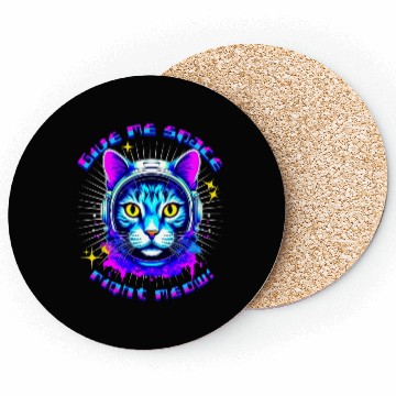 Discover Neon cat give me space right meow Coasters