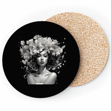 Discover Woman with flowers on her head Coasters