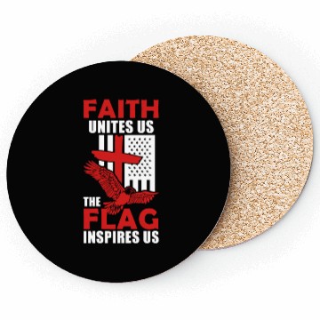 Discover US American Eagle Flag Cross Inspiring Christian Coasters