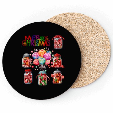 Discover Merry Christmas Sweet Candy Canes Coasters