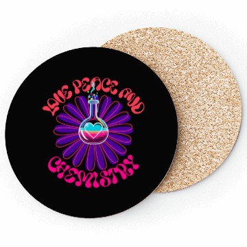 Discover Love Peace and Chemistry Retro Flower Power Coasters