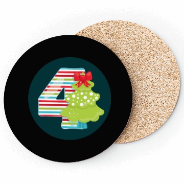 Discover 4th Christmas Tree Present - Number Four Coasters