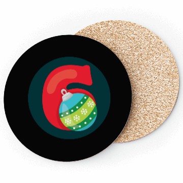 Discover Number 6 Christmas Balls Age Six Coasters