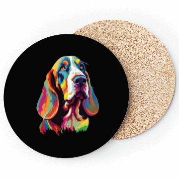 Discover Watercolor Colorful Basset Hound Coasters