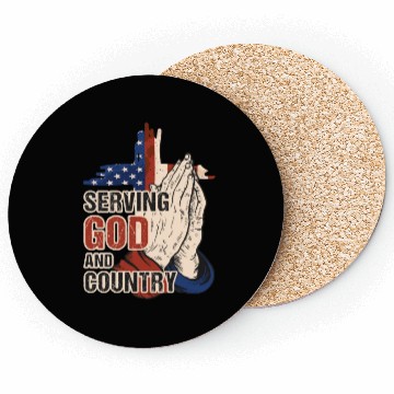 Discover Serving God And Country US Flag Cross Patriotic Ch Coasters