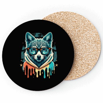 Discover Hipster Wolf Drip Coasters