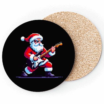 Discover Rocking Santa 8-Bit Pixel Art Coasters