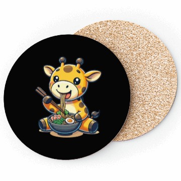 Discover Cute Giraffe Eats Ramen Noodles Giraffe Ramen Coasters