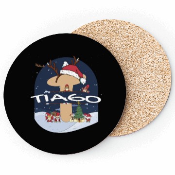 Discover Awesome Tiago Name w Santa Hat in Xmas Theme Coasters
