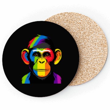 Discover Expressive Chimpanzee in Colorful Graphic Artwork Coasters