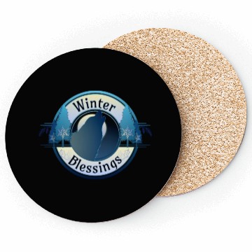 Discover Winter Blessings Wolf Badge Coasters
