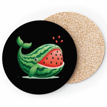 Discover Melon Whale Funny Animal Made Of Vegetables Coasters