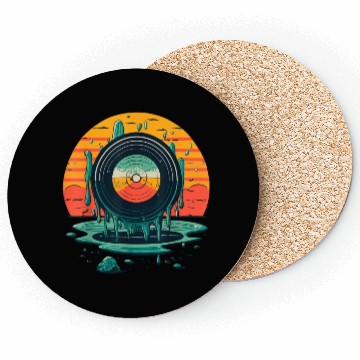 Discover Melting Vinyl Record Sunset Music Lover Vintage Coasters