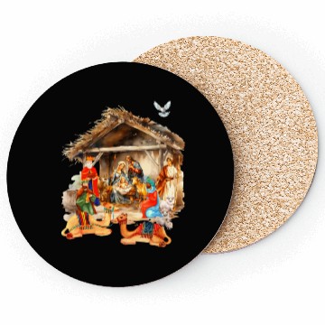 Discover Nativity scene with Mary Joseph Baby Jesus Coasters