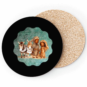 Discover Christmas Nativity Scene Shepherds and Sheep Coasters