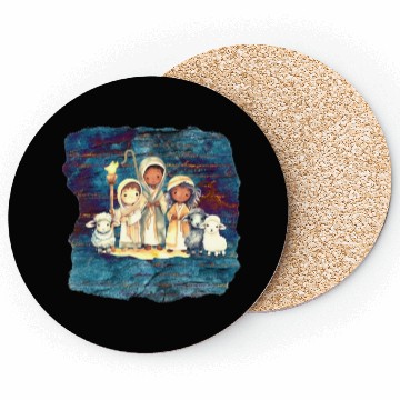 Discover Christmas Nativity Scene Shepherds and Sheep Coasters