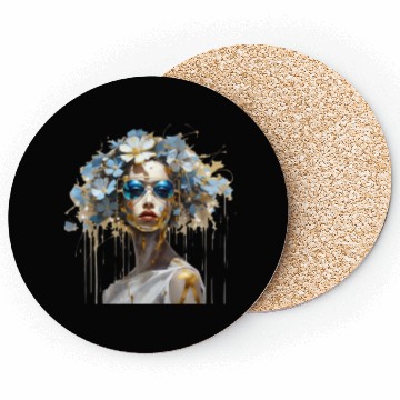 Discover Lady with blue sunglasses Coasters