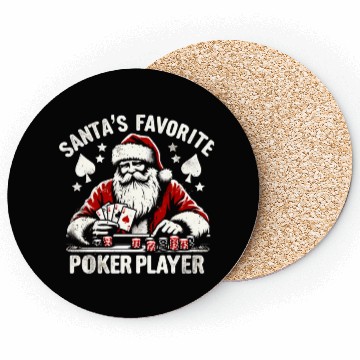 Discover Xmas Santa Claus Poker Player Coasters