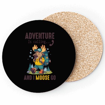 Discover Adventure Is Calling Youth Cute Moose Coasters