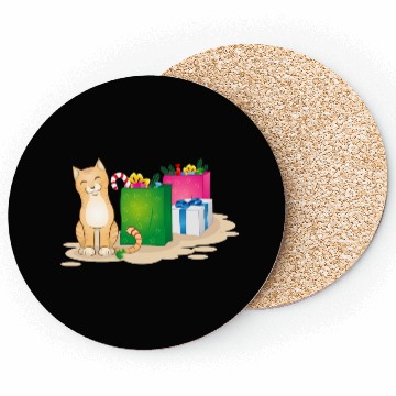 Discover cute cat with christmas gifts Coasters