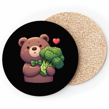 Discover Bear in love hugs huge broccoli Coasters