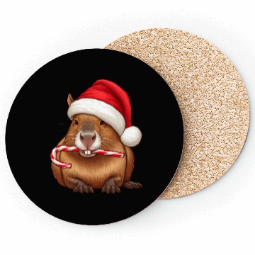Discover Festive capybara with candy cane Coasters