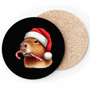 Discover Festive capybara with candy cane Coasters