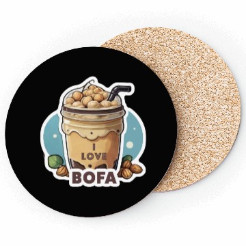 Discover Hazelnut Boba Bubble Tea - I love Bofa Deez Nuts Coasters