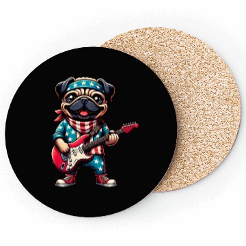 Discover Pug Guitarist Coasters
