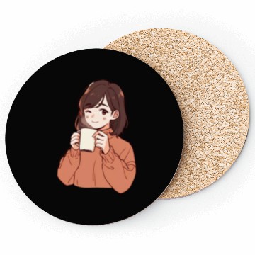 Discover Girl Drinks Cute Coasters
