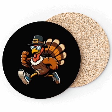Discover Running Turkey- Turkey Trot Running Thanksgiving Coasters