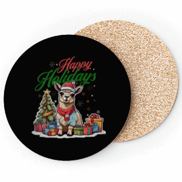Discover Happy Holidays cute llama Coasters