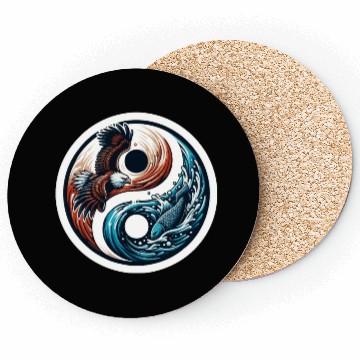 Discover Yin Yang Eagle Fish Symbol Coasters