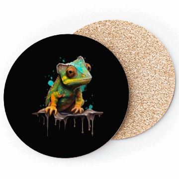Discover Cute Chameleon for Lizard Pet Lover Coasters