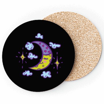 Discover Moon With Sleeping Hat With Coasters