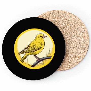 Discover yellow Canary in a circular shape Coasters