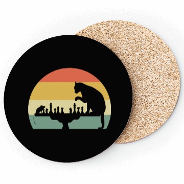 Discover Cat Playing Chess Grandmaster Gift Coasters