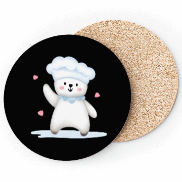 Discover White Happy Chef Bear Coasters