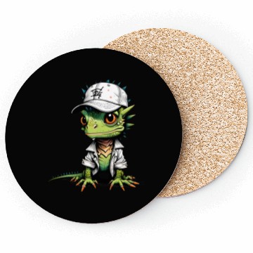 Discover Cute lizard with cap Coasters