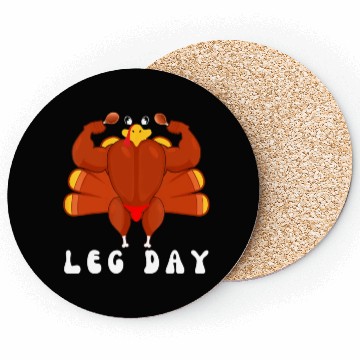Discover Funny Turkey Workout Gym Leg Day BodyBuilding Coasters
