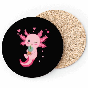 Discover Boba Tea Bubble Tea Milk Tea Axolotl Coasters