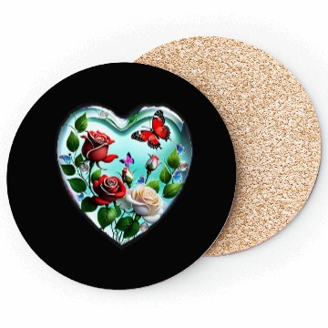 Discover roses and butterflies Coasters