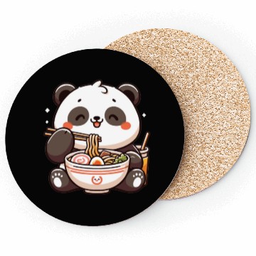 Discover Cute Panda Eats Ramen Noodles Pandas Ramen Coasters