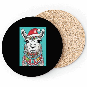 Discover Cute llama with Christmas Hat D83C DF85 Coasters