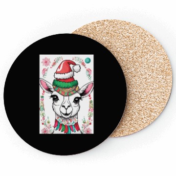Discover Funny cute llama Christmas lama Coasters