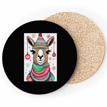 Discover Cute LLama llama with christmas style Coasters