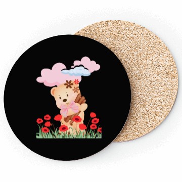 Discover teddy bear and flowers Coasters
