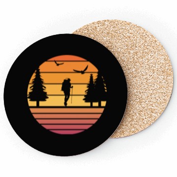 Discover Retro Sun Mountain Hiking Climbing Nature Coasters