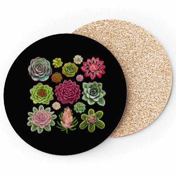 Discover Whimsical Fake Embroidered Succulents Design Coasters