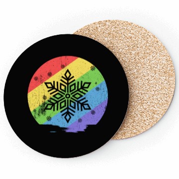 Discover Christmas snowflake rainbow Coasters